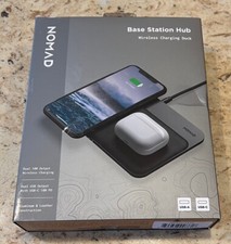 NEW Nomad Base Station Hub Edition Qi Wireless Charging Station - Black Leather picture