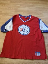 Vtg 90’s Champion Philadelphia 76ers Red Warm Up Shooting Shirt Sz XXL All Sewn picture
