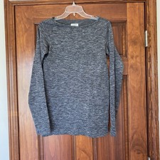 Athleta Women’s Heather Gray Long Sleeve Crew Neck Slim Fit Stretch Top L picture