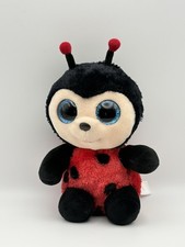 TY Silk Beanie Boos Izzy Ladybug Plush Glitter Blue Eyes Red Black Bug picture