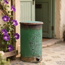 Retro Trash Can with Lid 4.5 Gal Vintage Kitchen  Bathroom Garbage Can Waste Bin picture