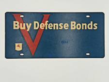 Vintage Mobil Pegasus WWII Buy Defense Bonds V for Victory License Plate picture