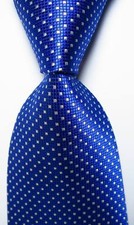 New Classic Checks Blue White JACQUARD WOVEN 100% Silk Men's Tie Necktie picture