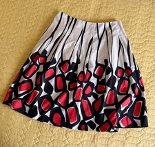 Talbots Red Black White Floral Cotton Pleated Skirt Womens Size 6 Regular picture