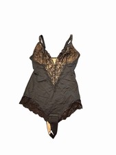 Shapewear Bodysuit Womens XL Black / Tan Lace Detailing Thong WN0578 NEW Sexy picture