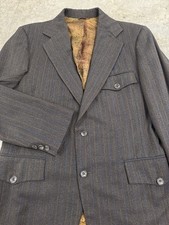 Vintage 60s Mod Blazer Jacket Mens 38 Belted Back Pleated Brown Wool Sport Coat picture