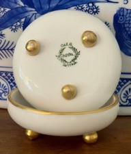 Antique O&E.G. Royal Austria Porcelain Open Salt Cellars Pair Gold Footed picture