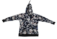Lildy Hoodie Womens Large XL Blue Floral Paisley Super Soft Pullover Lounge Wear picture