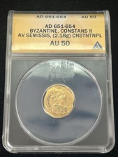 SASA 651-654 AD Byzantine Gold Constans II Anacs AU50 2.18g picture