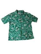 Vintage Hilo Hattie’s Hawaiian Shirt Green Tropical Floral Made in Hawaii picture