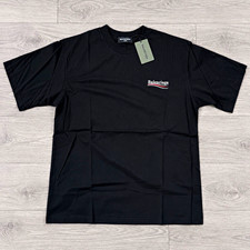 Balenciaga Men's Black Logo Graphic Print Crew Neck Short Sleeve T-Shirt L NWT picture