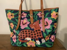 Dooney Bourke - RARE Islamorada Large Navy Dover Bag Tote Tropical Panama Jungle picture