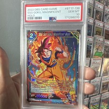 Bandai DBS SSG Son Goku Magnificent Might BT17-138 Foil UC PSA Graded picture