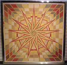 Vtg Op Art Kinetic Geometric Painting Signed 1982 picture