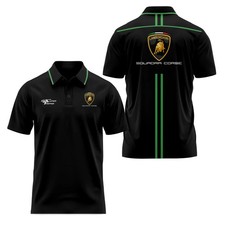 Custom Name Lamborghini Racing Black Green Logo 3D Men's Polo Shirt S-5XL picture