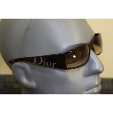 Vintage Christian Dior Your Dior 2 Sunglasses Black Wrap Shield Y2K Huge Logo picture