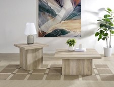 2 PC. DISTRESSED PINE COFFEE COCKTAIL AND END TABLE LIVING ROOM FURNITURE SET picture