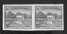 1948 Pakistan 50p greyish green imperf pair picture