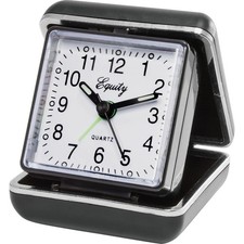 Black Folding Travel Alarm Clock Classic Analog Design picture