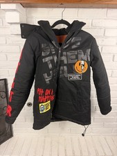 Iro-Ochi S Black Skull Embroidered Hooded Field Jacket Streetwear Punk Goth picture