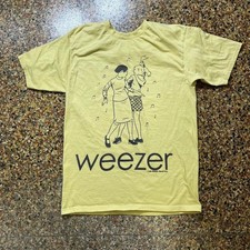 Vtg Weezer 90s Rock band Rare design Yellow Graphic T shirt S-5XL BT2327 picture