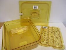 RUBBERMAID, P/N 224P 1/2 SIZE FOOD PAN SET, PAN, LID AND DRAIN, AMBER IN COLOR picture