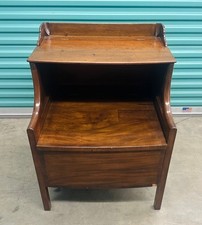 Antique 19th c English Mahogany Bedside Commode Storage Cabinet End Side Table picture
