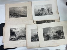 Lot of 7 Antique 1800's prints Thomas Allom Castles And Landscapes picture