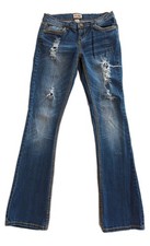 Mudd Low Rise Women's Size 7 Medium Wash Denim Jeans Thick Stitch Embroidered  picture
