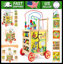 6-in-1 Wooden Activity Cube Montessori Toy Bead Maze Shape Sorter Abacus picture