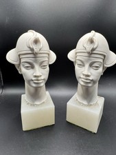 Vintage 1993 A Giannelli Italian Alabaster Egyptian Pharaoh Bookends Signed Pair picture