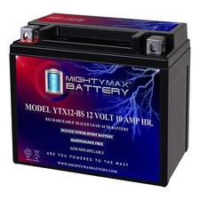 Mighty Max YTX12-BS 12V 10AH Battery Replacement for Honda TRX350 Rancher 00-06 picture