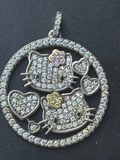 💎  Vintage Sanrio 925  Hello Kitty QVC Diamonique CZ Round Pendant (Charm Only picture