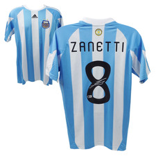 Javier Zanetti Signed Argentina FC Home Soccer Jersey #8 with Beckett COA picture