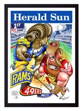 Framed 2026 San Francisco 49ers LA Rams NFL Melbourne Australia Poster 45 x 32cm picture