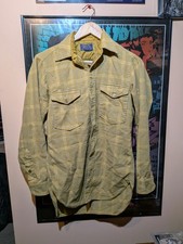 Pendleton Field Shirt Size Medium 100% Virgin Wool 60s 70s USA Made Plaid picture