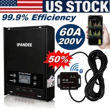 60A MPPT 12V/24V/36V/48V Auto DC Input Solar Charge Controller+Bluetooth APP US picture