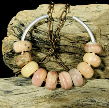10Pcs. Pink Bio Opal Gemstone 5M Big Hole Beads Large Beads Fit In All Bracelets picture