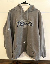 Vintage Reebok NFL New England Patriots Gray Hoodie Sweatshirt, Size XL Rare picture