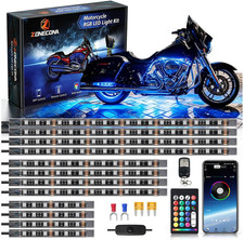 12PC Motorcycle RGB LED Underglow Light Kit Brake Turn Signal App Remote IP68 picture