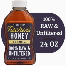 Fischers Honey, 24oz Raw and Unfiltered, Local 100% US Grade Squeeze Bottle New picture