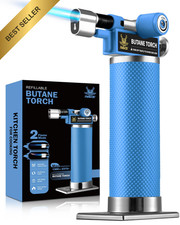 RAVS Dual Flame Mode Butane Torch Refillable Kitchen Lighter Blue Blowtorch picture