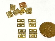 10 Pieces Gold 8mm x 10mm SMALL miniature hinges Doll House TINY HINGE  micro picture