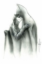 Batman & Catwoman - 12 x 18 Inch Pencil & Airbrush Drawing/Artwork - Dark Knight picture