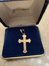New in box BEAUTIFUL VINTAGE Michael Anthony 14K  YELLOW GOLD  CROSS PE picture