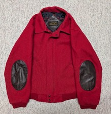 vintage EDDIE BAUER wool BOMBER jacket L leather ELBOW PATCHES red 44 picture