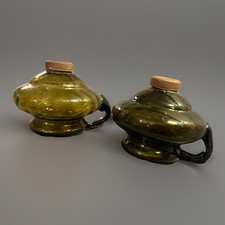 PAIR Antique Hand Blown Glass Lighting Finger Lamp likely stoddard or keene picture