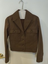 Mint CELINE Short Cotton Metallic Brown Buttoned Jacket size EU 40 or US Medium picture