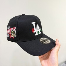 New Era 9FORTY Style Black Baseball Cap Rose Embroidery Adjustable Unisex Hat picture