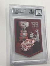 Alex Delvecchio Signed 1955 Red Wings Stanley Cup Card IP Slabbed Beckett Auto b picture